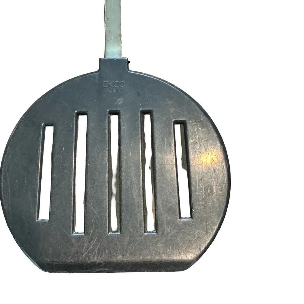 Vintage Ekco USA Slotted Spatula Black Round Head Kitchen Turner Utensil 12